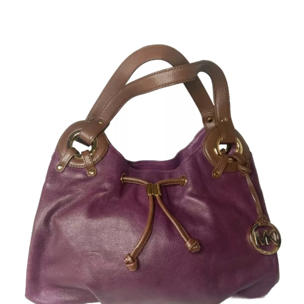 Michael Kors Plum Leather Satchel Handbag - Picture 3 of 10